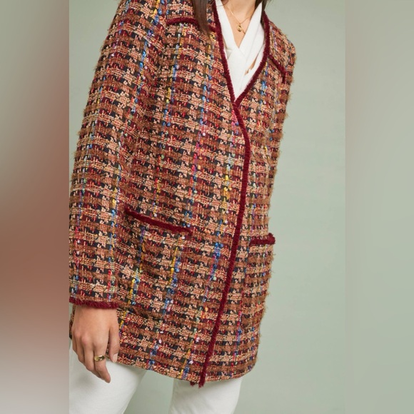 🔥🔥🔥Anthropologie Harlequin Tweed Blazer Jacket - Picture 5 of 16